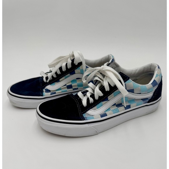 Vans Old Skool Blue Checkerboard Skate Sneakers Shoes Women's Size 6 - Picture 1 of 9